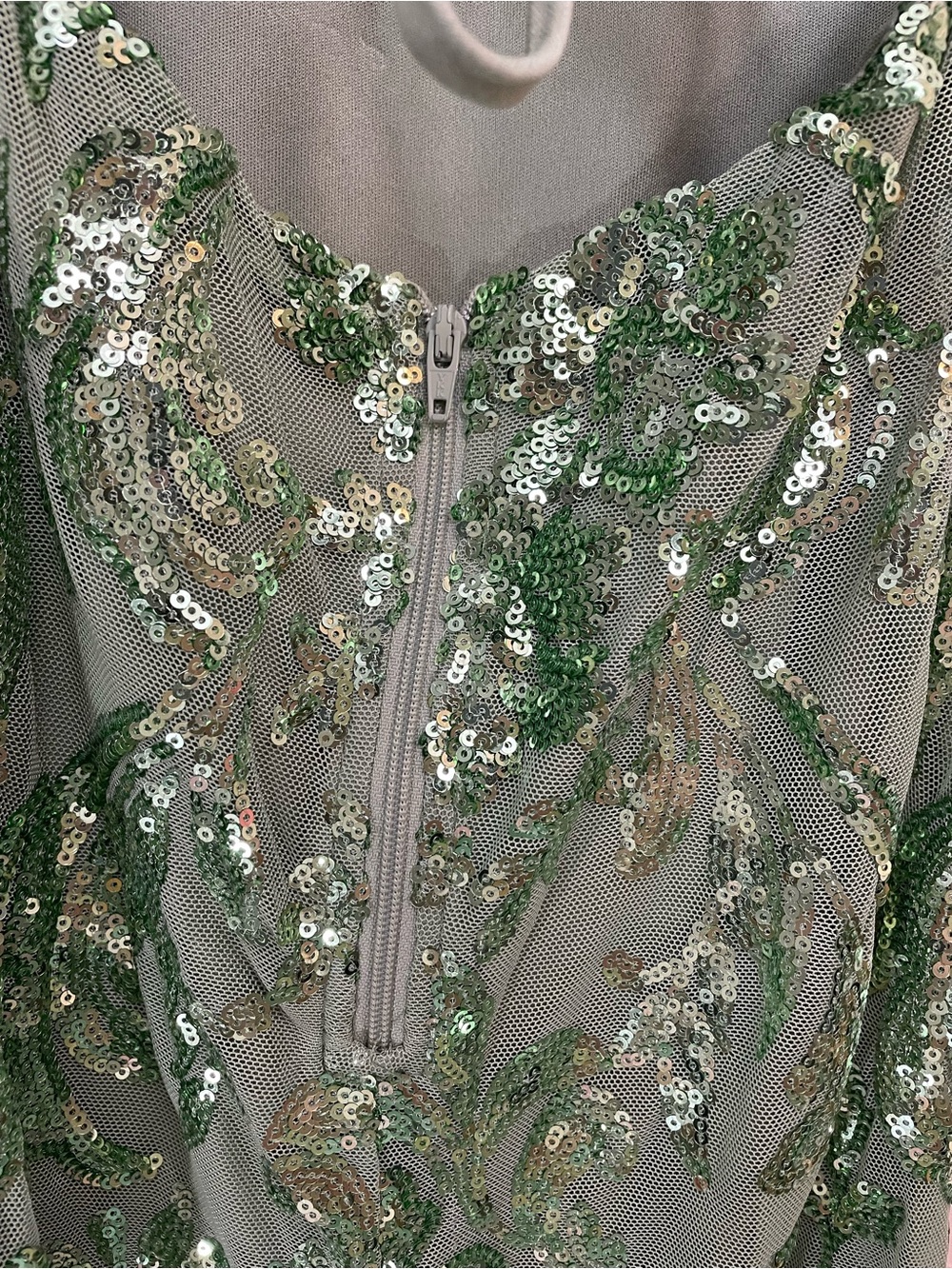 Windsor Sage Green Sequin Prom Gown with Lace-Up Back - Picture 6 of 10